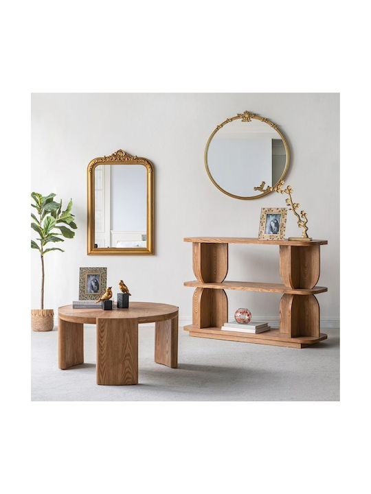 Artekko Wall Mirror With Gold Wooden Frame Diameter 76cm
