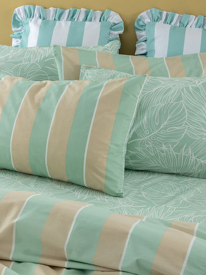 Palamaiki Cl201 Σετ Μονό 3τμχ 110x200+32εκ. με Λάστιχο Green-beige Palamaiki Cl201 Σετ Μονό 3τμχ 110x200+32εκ. με Λάστιχο Green-beige