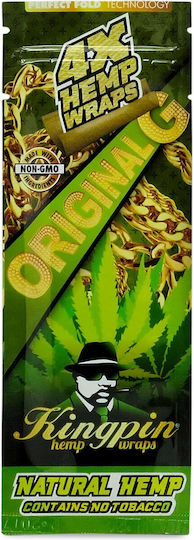 HBI EUROPE GMBH Πουρόφυλλα KingPin Hemp Blunts Wraps 100mm 5cm Καφέ 4τμχ