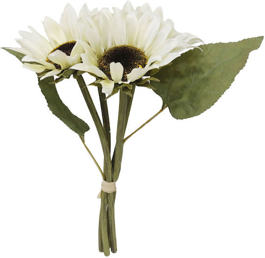 Sunflower Artificial Flower Bouquet Fabric PVC Beige Green 31 Set 12 Pieces 030768 Fabric PVC