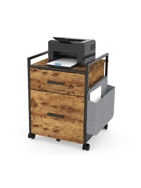 Office Storage Drawer with Wheels & 2 Drawers Brown L48.5xW48.5xH64.5cm ERK-HORB-US
