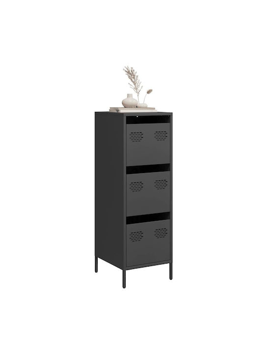 Office Storage Metal Drawer Black Velvet-Black Metal L39xW35xH103.5cm