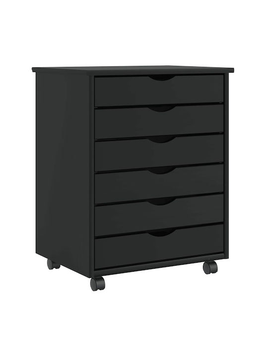 Office Storage Solid Wood Drawer with Wheels & Drawers Natural L53xW39xH65.5cm