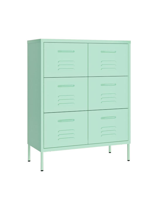 Office Storage Metal Drawer Bay Leaf Mint L80xW35xH101.5cm