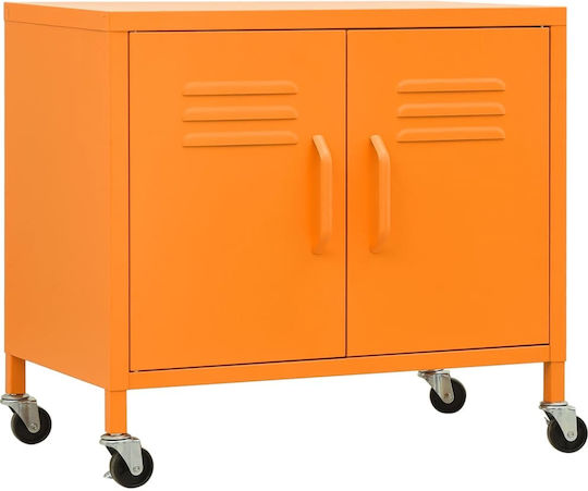 Метален Офисен Шкаф с Колелца Оранжев 60x35x49см