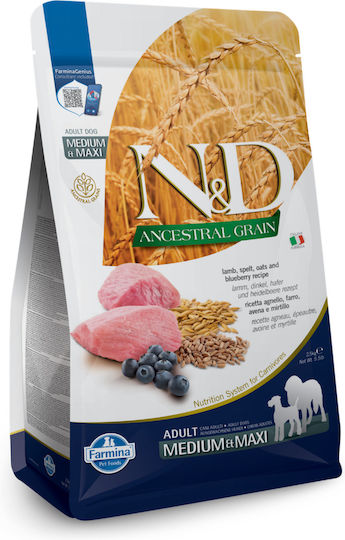 Farmina N&D Ancestral Grain Medium & Maxi 2.5kg Trockenfutter mit wenig Getreide für erwachsene Hunde mittlerer & großer Rassen mit Lamm