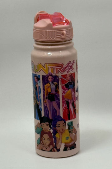 K-Pop-Dämonenjäger Kunststoff Kinder Trinkflasche mit Stroh Blauer