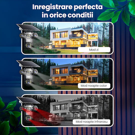 TN-111 Cameră de Supraveghere IP Triplă Wi-Fi/4G Full HD+ 5MP Rezistentă la Apă cu Baterie cu Comunicare Bidirecțională și Obiectiv de 4mm