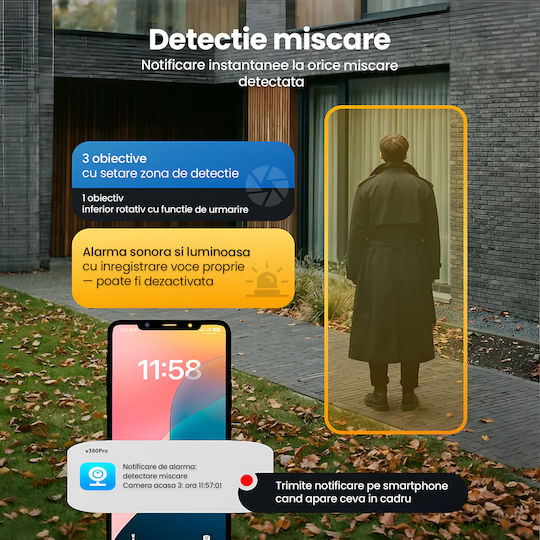 TN-113 Cameră de Supraveghere IP Triplu Wi-Fi/4G Full HD+ 5MP Impermeabilă cu Baterie și Obiectiv 4mm
