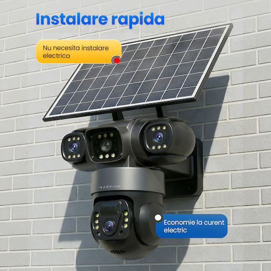 TN-112 IP Cameră de Supraveghere Triplă Wi-Fi/4G Full HD+ 5MP Rezistentă la Apă cu Baterie și Obiectiv de 4mm