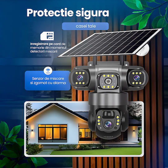 TN-113 Cameră de Supraveghere IP Triplu Wi-Fi/4G Full HD+ 5MP Impermeabilă cu Baterie și Obiectiv 4mm