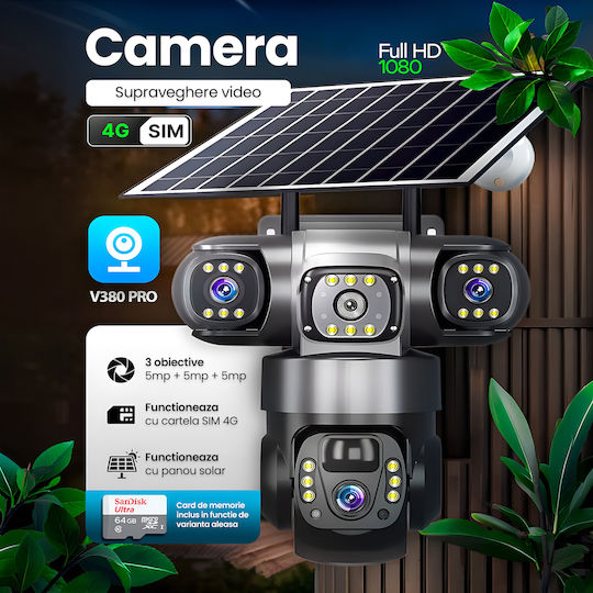 TN-115 IP Cameră de Supraveghere Triplă Wi-Fi/4G Full HD+ 5MP Impermeabilă cu Baterie cu Comunicare Bidirecțională și Obiectiv 4mm