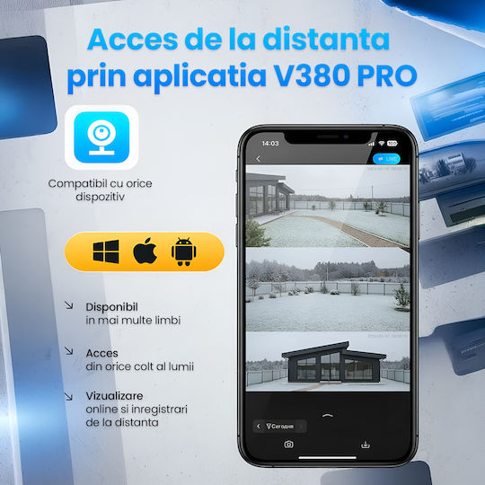 TN-115 IP Cameră de Supraveghere Triplă Wi-Fi/4G Full HD+ 5MP Impermeabilă cu Baterie cu Comunicare Bidirecțională și Obiectiv 4mm