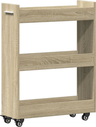 Office Storage Chipboard Cabinet with Wheels Coffee L60xW22xH79cm Office Storage Chipboard Cabinet with Wheels Coffee L60xW22xH79cm