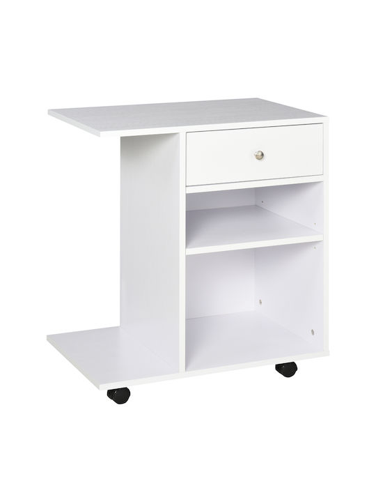 Office Storage Chipboard Cabinet with Wheels White L60xW40xH68cm