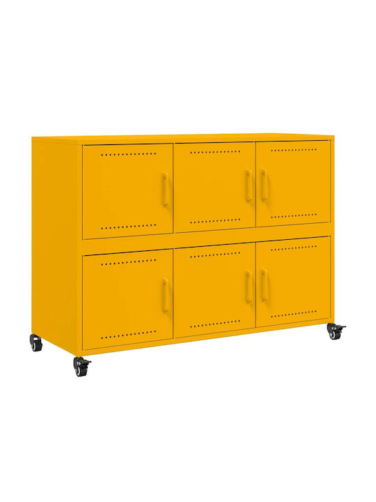 Office Storage Metal Cabinet Μουσταρδί, Κίτρινο L100.5xW39xH72cm