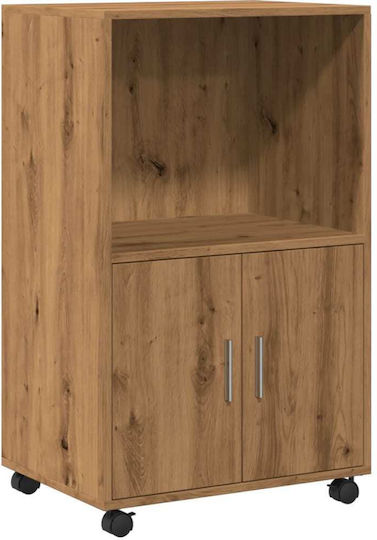 Office Storage Chipboard Cabinet with Wheels Coffee L55xW40xH91cm