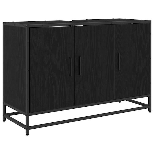 vidaXL Waschtisch mit Waschbecken L90xB33xH60cm Black Oak