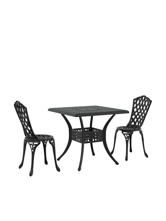 Dining Room Set for Small Outdoor Spaces 3 Pieces Black