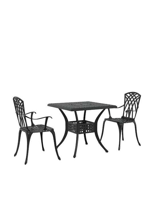 Dining Room Set for Small Outdoor Spaces 3 Pieces Black