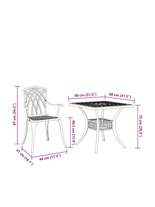 Dining Room Set for Small Outdoor Spaces 3 Pieces Black