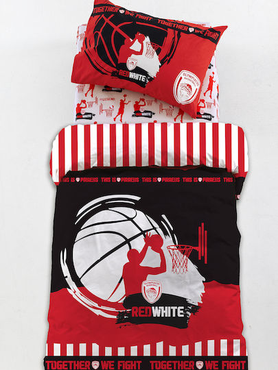 Palamaiki Kinderbettlaken Set Mit Gummizug Olympiacos B.c. Rot 130x170cm