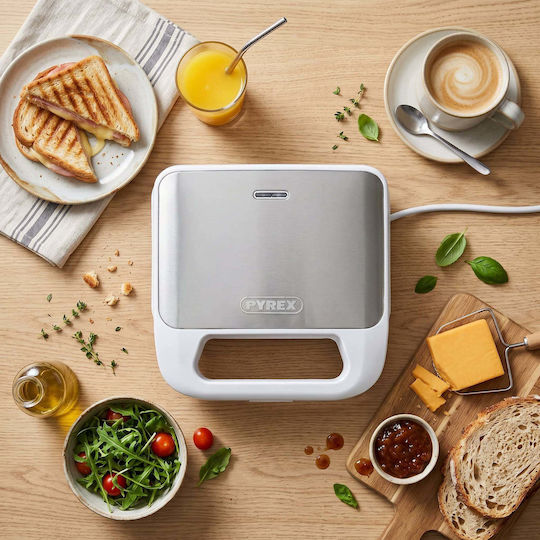 Pyrex SB 298 Τοστιέρα με Αποσπώμενες Πλάκες για 2 Τοστ 800W Λευκή