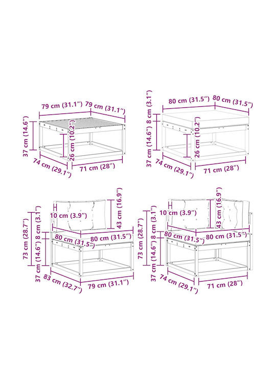 vidaXL Outdoor Lounge Set 8 Pieces Natural with Pillows