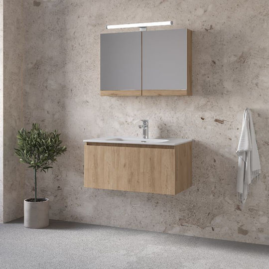 Furnibath Πάγκος με Νιπτήρα Μ81xΒ35xΥ46cm Walnut
