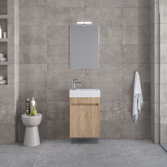 Furnibath Πάγκος με Νιπτήρα & Καθρέπτη Μ45xΒ60xΥ26cm Λευκή Λάκα