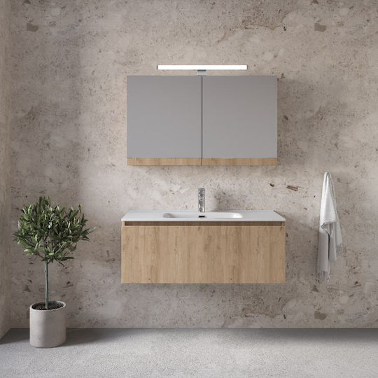 Furnibath Πάγκος με Νιπτήρα Μ101xΒ35xΥ46cm Walnut