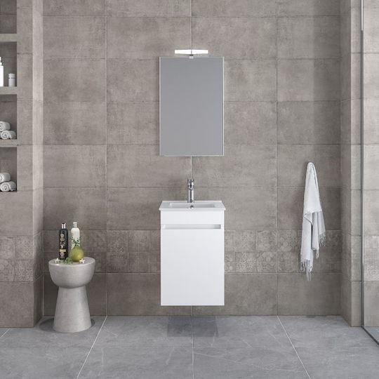 Furnibath Waschtisch mit Waschbecken & Spiegel L55xB60xH33cm White Laca