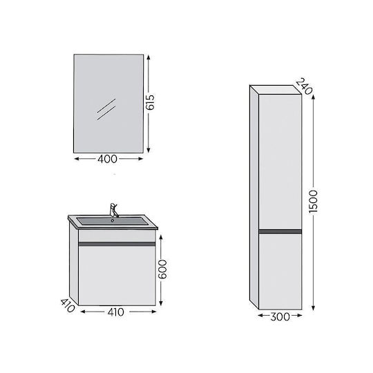 Furnibath Πάγκος με Νιπτήρα Μ55xΒ60xΥ33cm Grey
