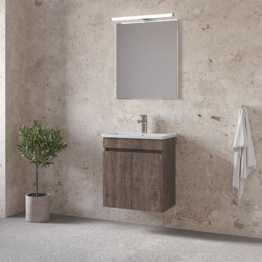Furnibath Шкаф със Мивка & Огледало Д41xШ60xВ41см Сив