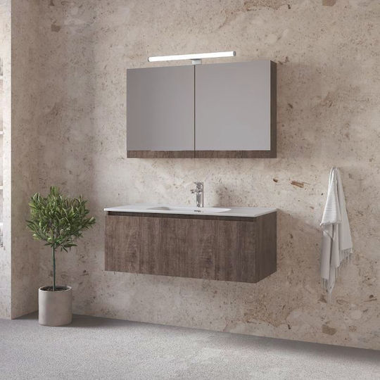 Furnibath Blat cu Lavoar & Oglindă L101xW35xH46cm Gri
