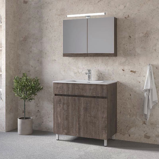 Royal Toledo 60 Grau 61x46x72cm Waschtischunterschrank mit Spiegel
