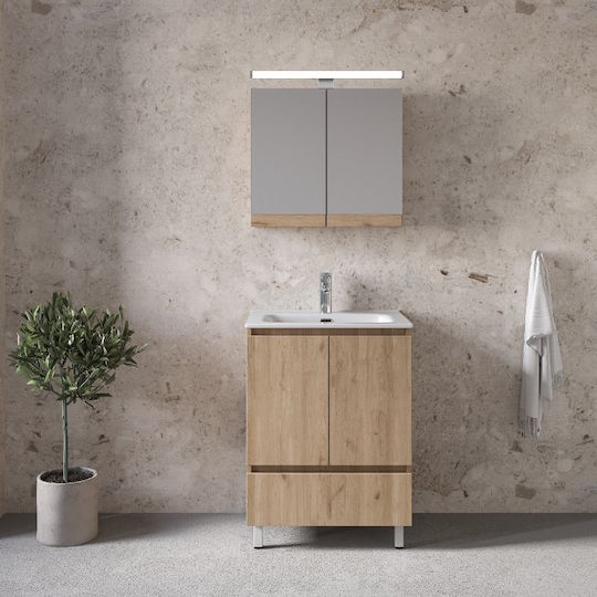 Furnibath Πάγκος με Νιπτήρα Μ61xΒ72xΥ46cm Walnut