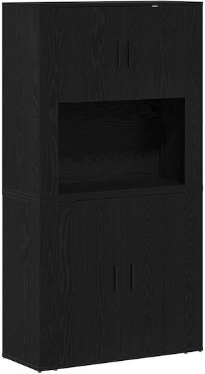 Ντουλάπι Γραφείου Ξύλινο Μαύρος Δρυς 80x33x150cm