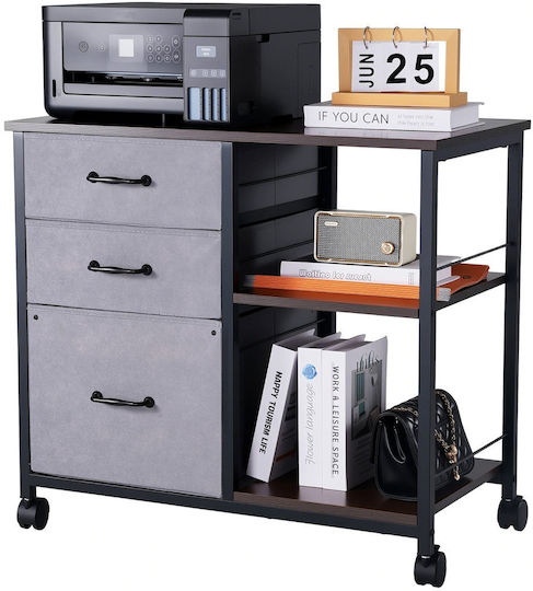 Dulap De Birou Metalic Cu Roți Maro 75x40x68cm