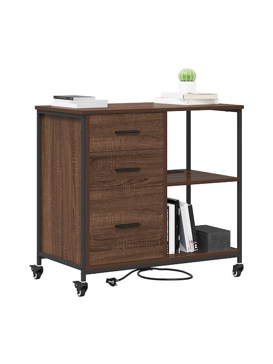 vidaXL Büroaufbewahrungsschublade und -schrank Holzschattierung Eiche mit Rädern 76x41x72cm