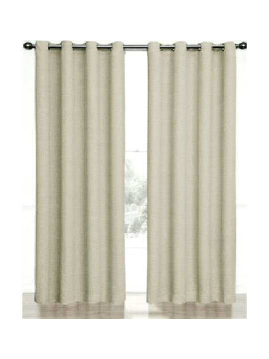 Import Hellas Blackout Curtain with Grommets Ecru-Beige 140x270cm