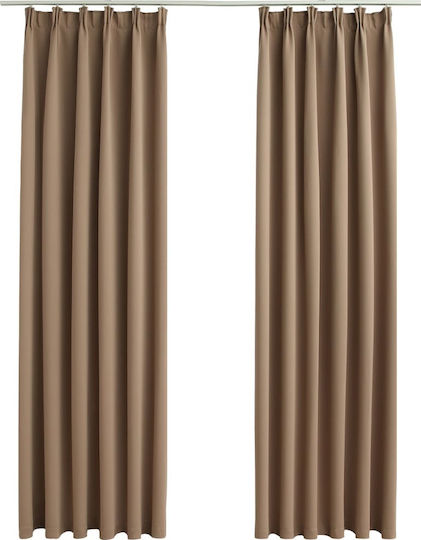 vidaXL Set Perdele Opace cu Coafură Taupe 140x245 cm