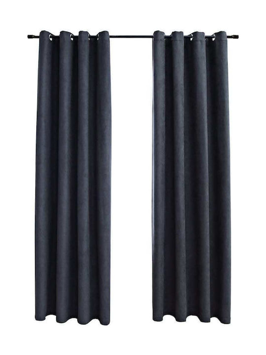 vidaXL Set of Blackout Curtains with Black Grommets 140x225cm