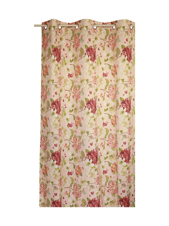 Decocraft Κουρτίνα με Τρουκς Floral Flower Σομόν 140x260εκ.