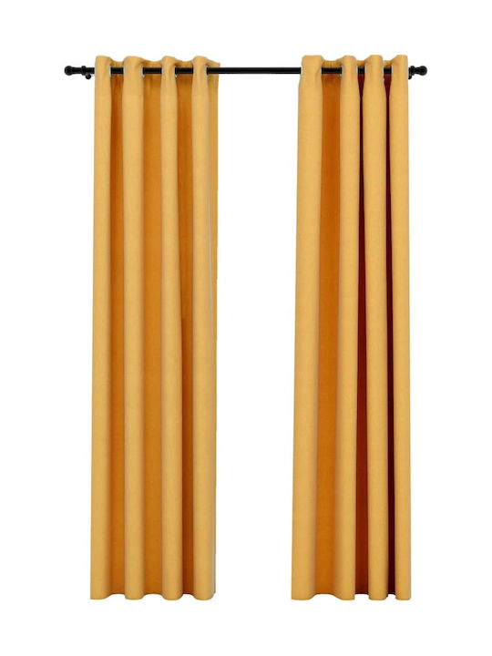 vidaXL vidaXL Curtain Set with Grommets Yellow 2 Pieces 140x245cm