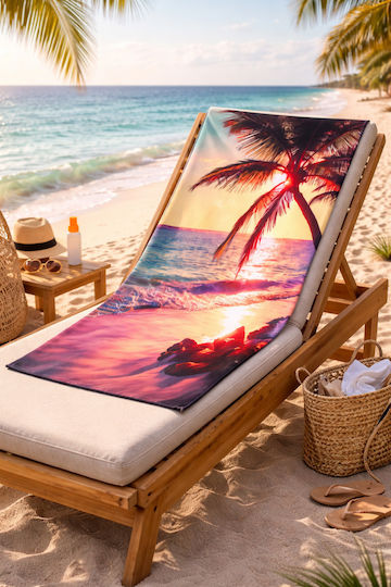 Mikrofaser-Strandtuch 75x150cm Sonnenuntergang 100% Polyester
