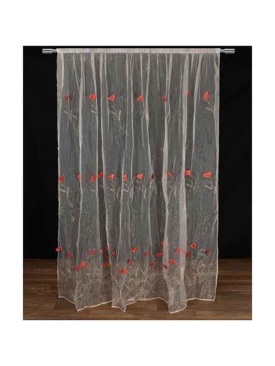 Silk Fashion Κουρτίνα με Τρέσα Κόκκινη 280x300εκ.