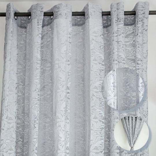 My Home Luxury Lace Curtains With Pencil Pleat Gray 280x270cm