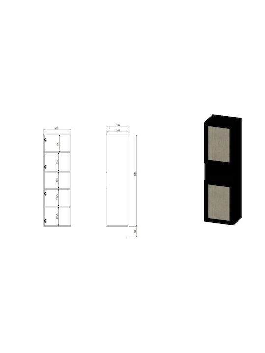 Στήλη Κουζίνας Black 50x39.5x190εκ.