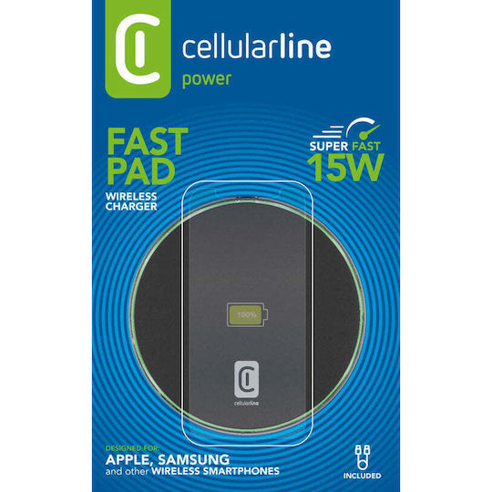 Cellular Line Kabelloses Ladegerät (Qi Pad) 15W Schwarzs